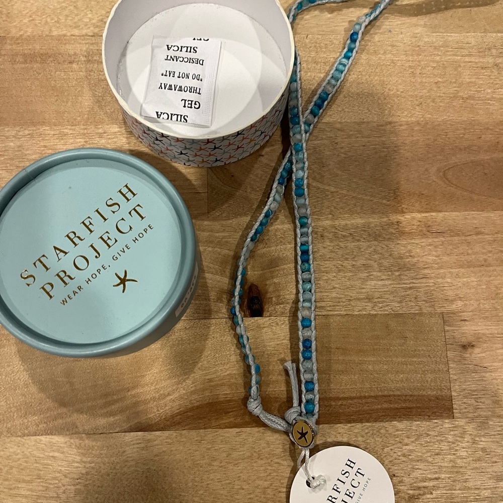 Blue and White Beaded Wrap Bracelet
